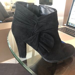 Black faux suede booties